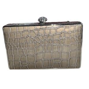 Croc Embossed Box Clutch